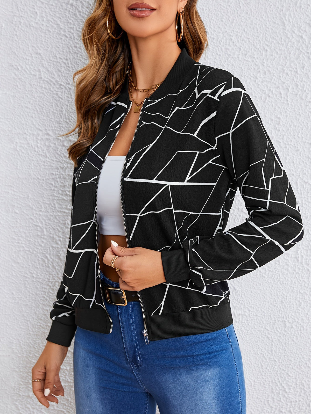 MILA™ | Artistic Pattern Zip-Up Jacket