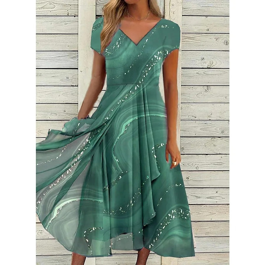 LYANNA™ - Flowing V-Neck Midi Dress