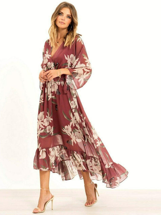 YASMINE™ - Elegant Kimono Midi Dress