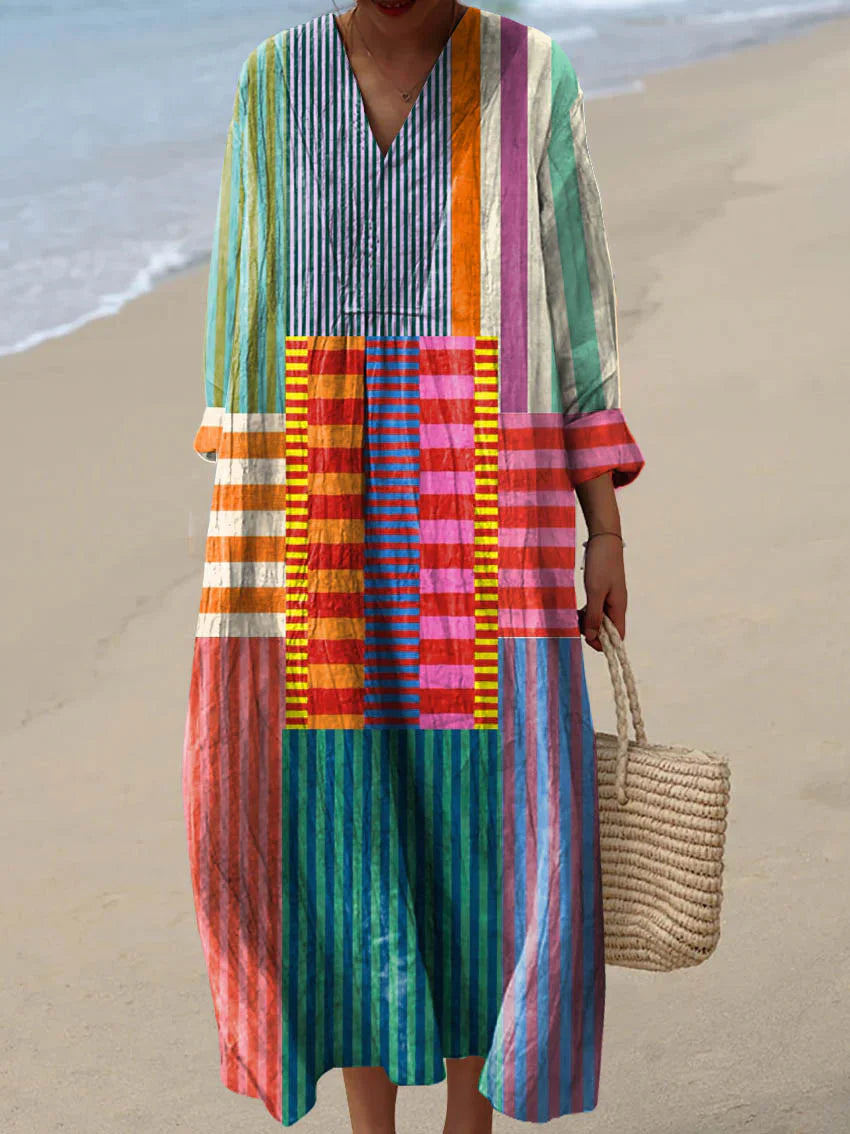 Elara™ | Multicolour Patchwork Maxi Dress
