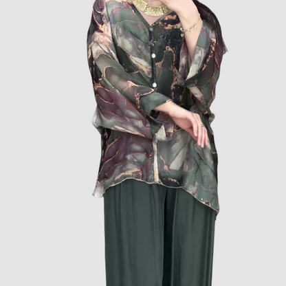 Aurora™ Elegant Printed Two-Piece Set | Floral Comfort Co-Ord
