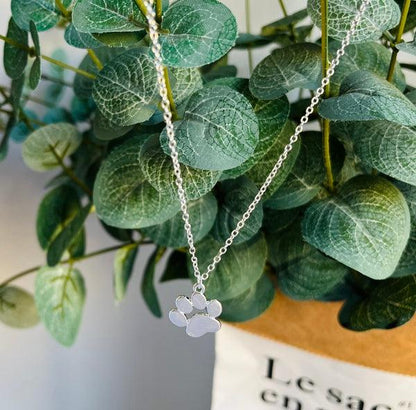 Elegant Silver Pendant with Paw Print on a Chain