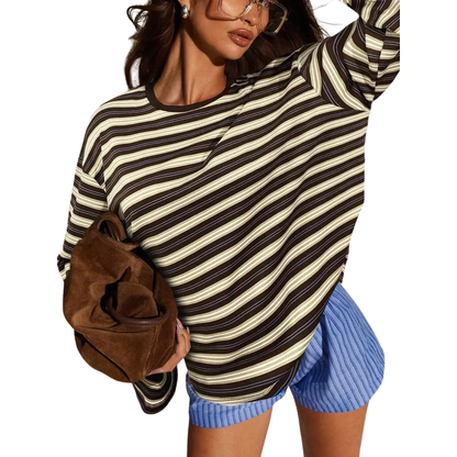ROSINA™ – Classic Striped Long Sleeve Fitted Top