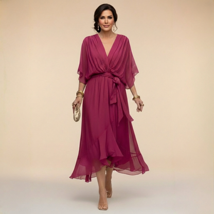 Serena™ | Flowing dress with a V-neck and ethereal elegance