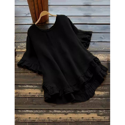 EVITA™ - Simple Plus Size Ruffle Hem Summer Blouse