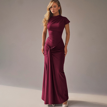 MIRIAM™ – Elegant Wrap Ruched Bodycon Formal Dress
