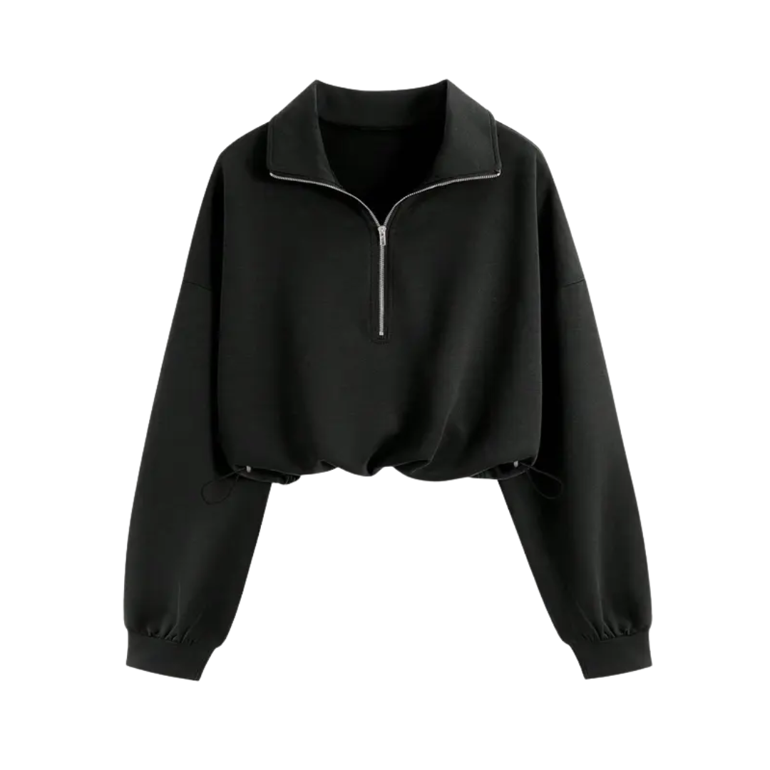 ISOLENE™ – Comfortable Half-Zip Drawstring Cropped Sweatshirt