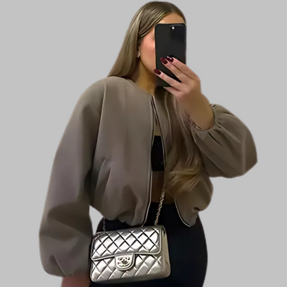 DHANE™ - Chic Long Sleeve Zipper Crop Top Jacket