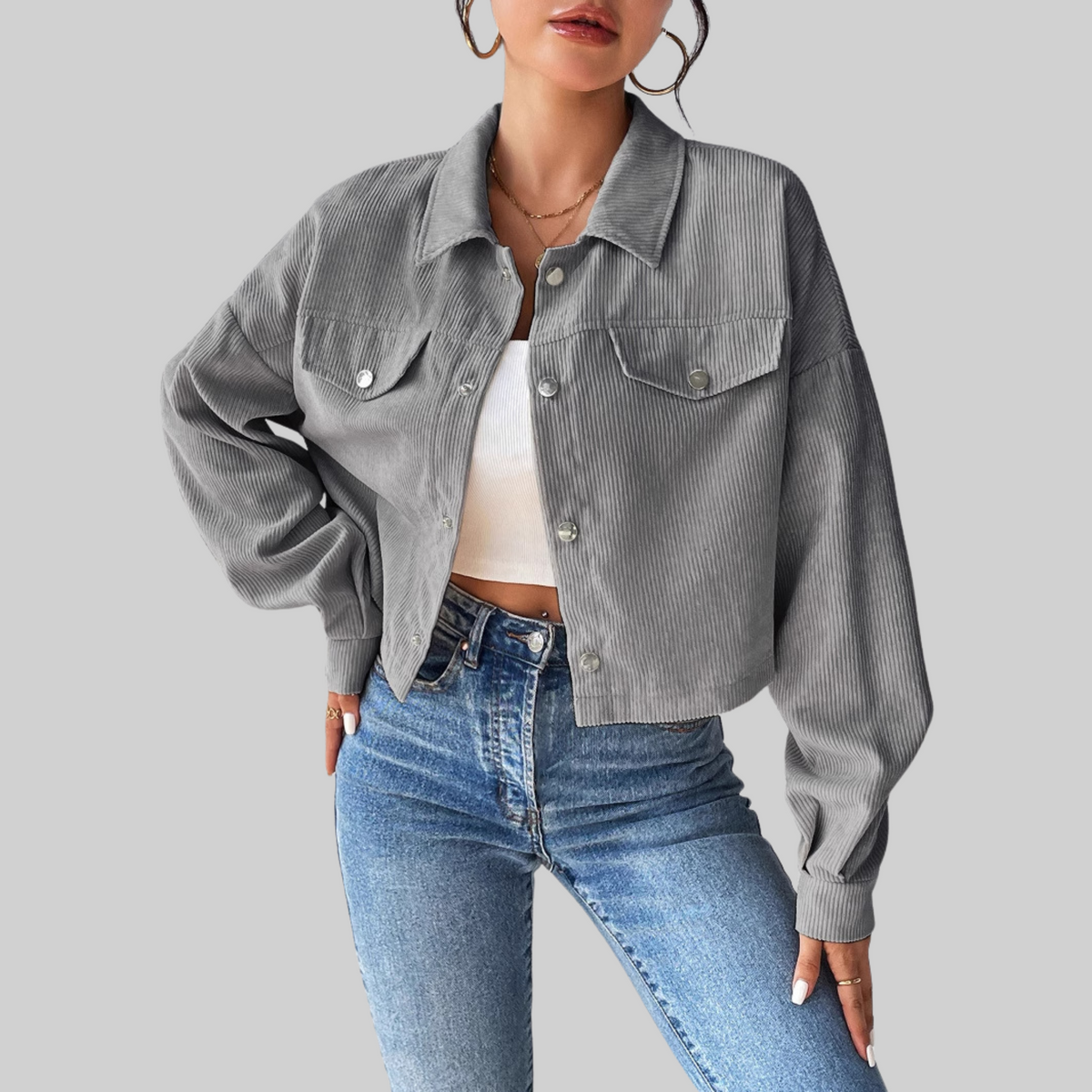 ESTRELLA™ – Classic Collared Button-Front Jacket