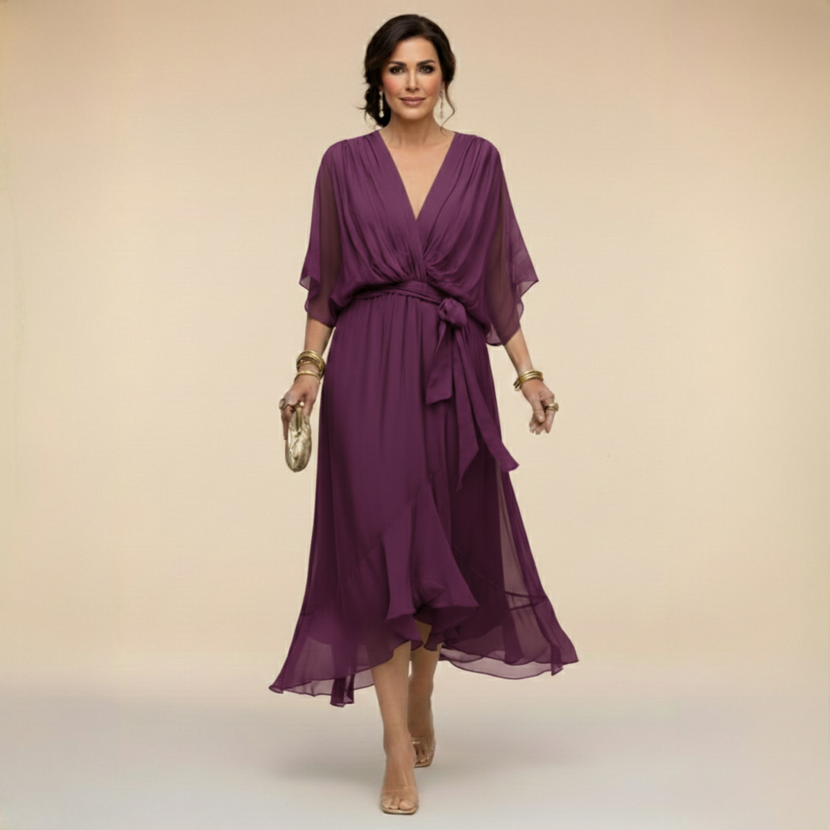 Serena™ | Flowing dress with a V-neck and ethereal elegance