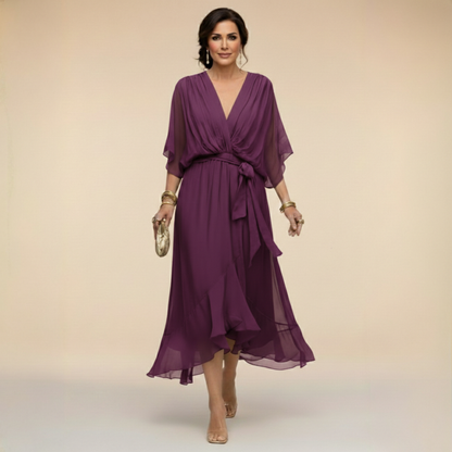 Serena™ | Flowing dress with a V-neck and ethereal elegance