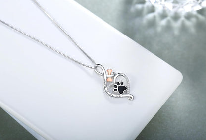 Lucky Paws Necklace with Heart, Bone, and Infinity Symbol
