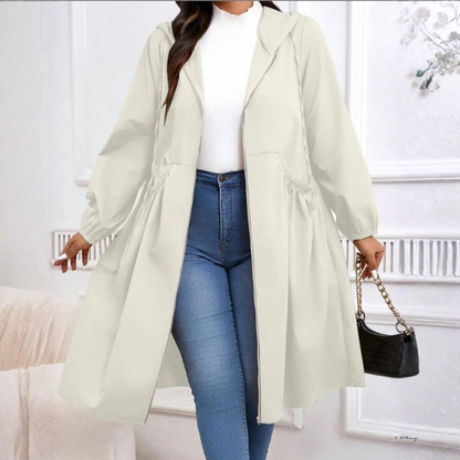 AVRIL™ - Casual Plus Size Drawstring Zip-Up Long Sleeve Hooded Coat