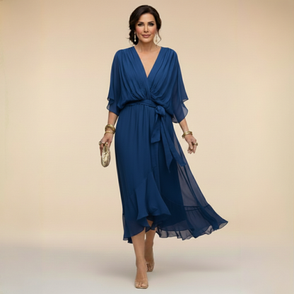 Serena™ | Flowing dress with a V-neck and ethereal elegance