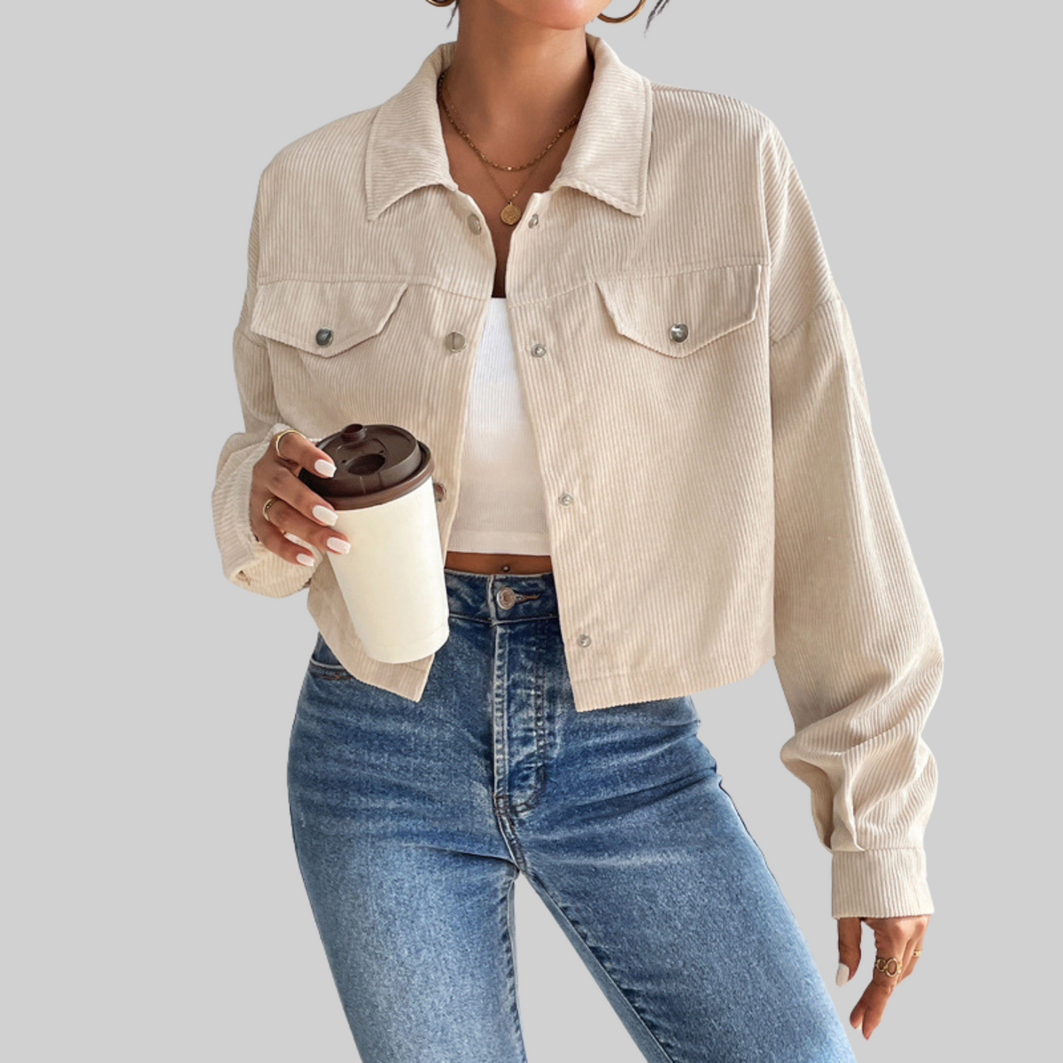 ESTRELLA™ – Classic Collared Button-Front Jacket