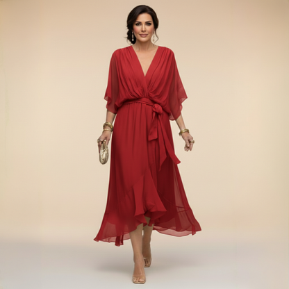 Serena™ | Flowing dress with a V-neck and ethereal elegance