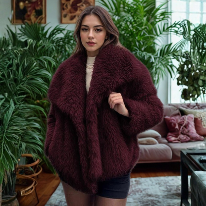 CORRINE™ - Classy Long Sleeve Collared Fuzzy Coat