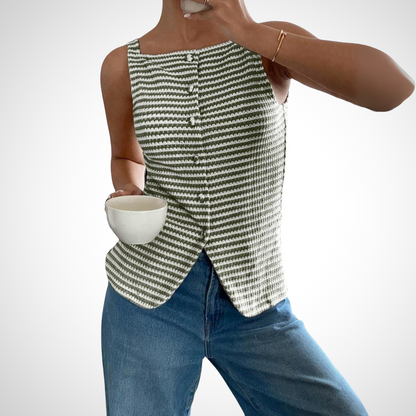 QUANDA™ - Classy Button Front Sleeveless Tank Top