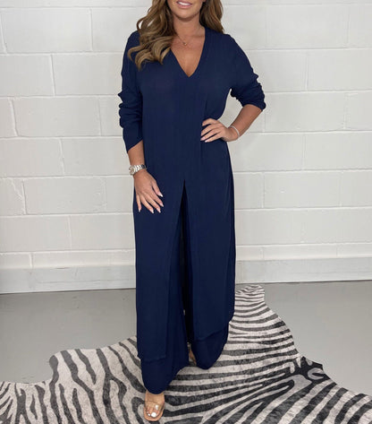 Cherly™ Comfortable Two-Piece Set | Flowing Blouse and Wide Trousers