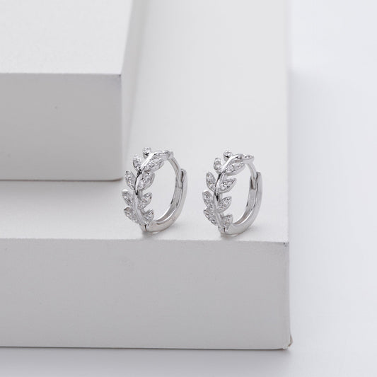 Leaf-shaped Silver Hoops