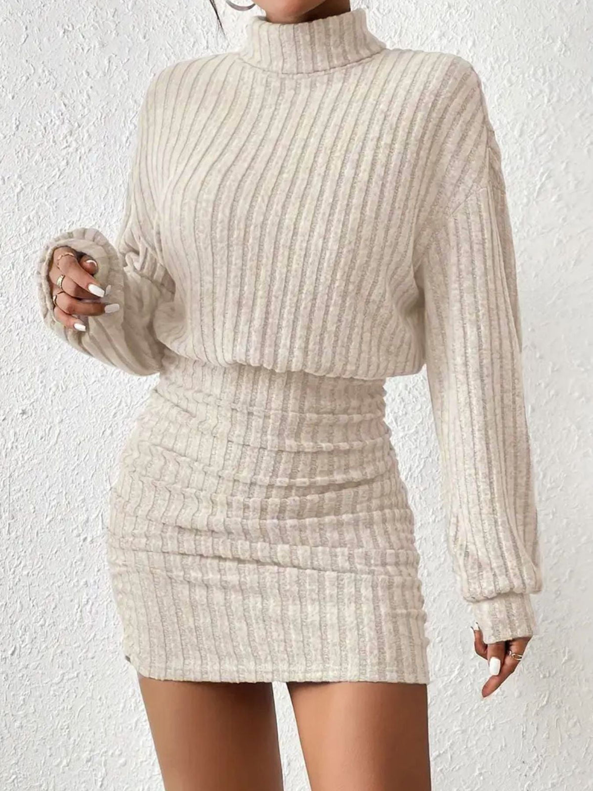 POPPY™ - Minimalist Ribbed Turtleneck Dress