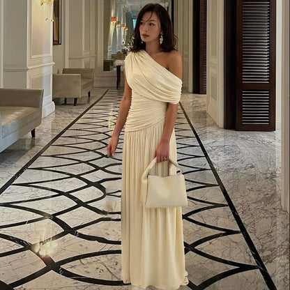 ROSETTA™ - Elegant One Shoulder Evening Maxi Dress