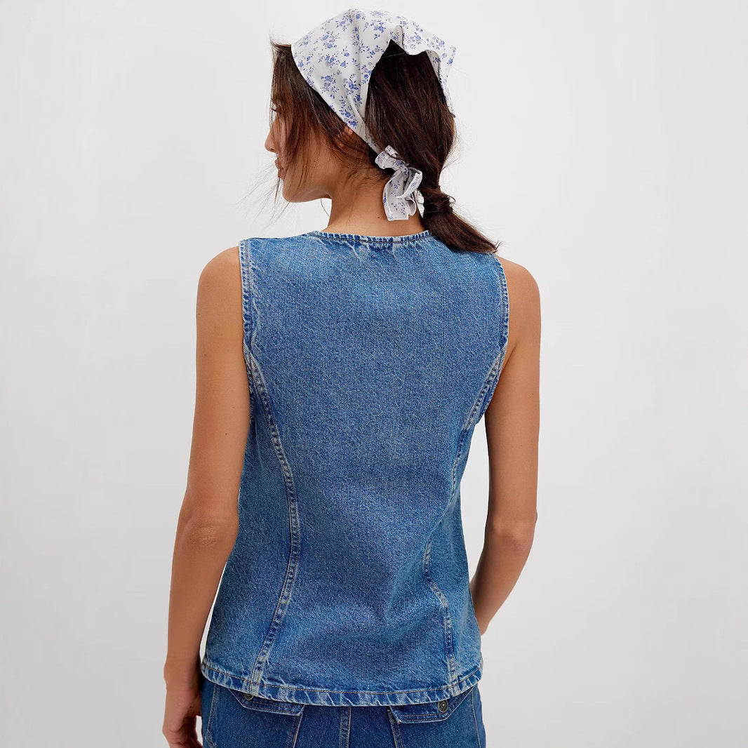 QERIDAD™ - Comfy Button Down Sleeveless Vest