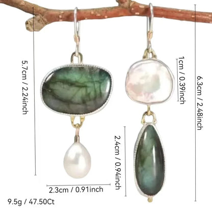 Elegant Statement Earrings with Labradorite Pearls