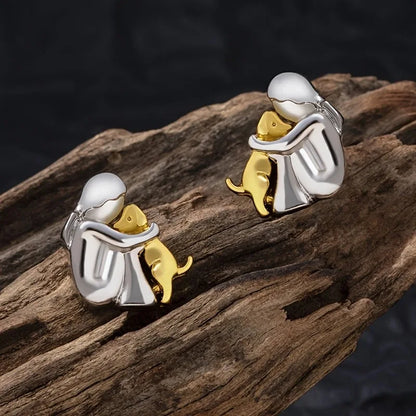Two-Toned Silver and Gold Hug Earrings
