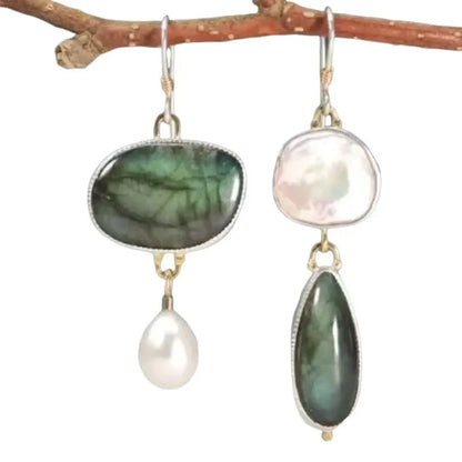 Elegant Statement Earrings with Labradorite Pearls