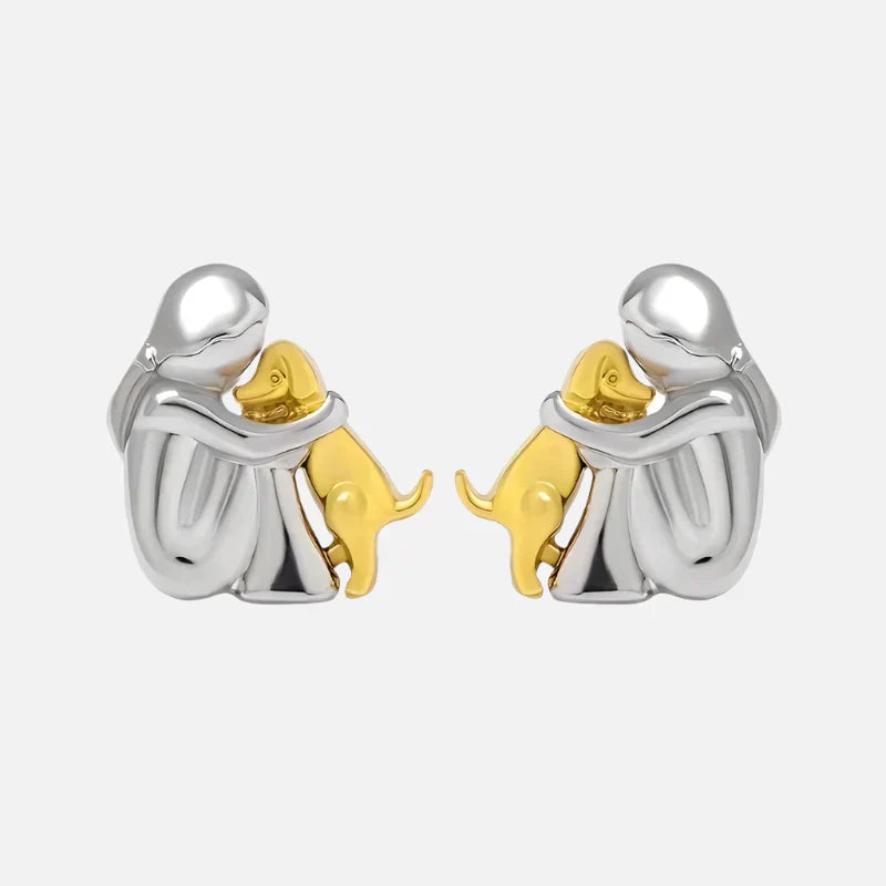 Two-Toned Silver and Gold Hug Earrings
