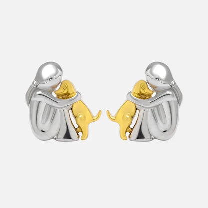 Two-Toned Silver and Gold Hug Earrings