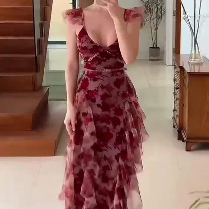 MARIELA™ – Romantic Floral Ruffle Maxi Dress
