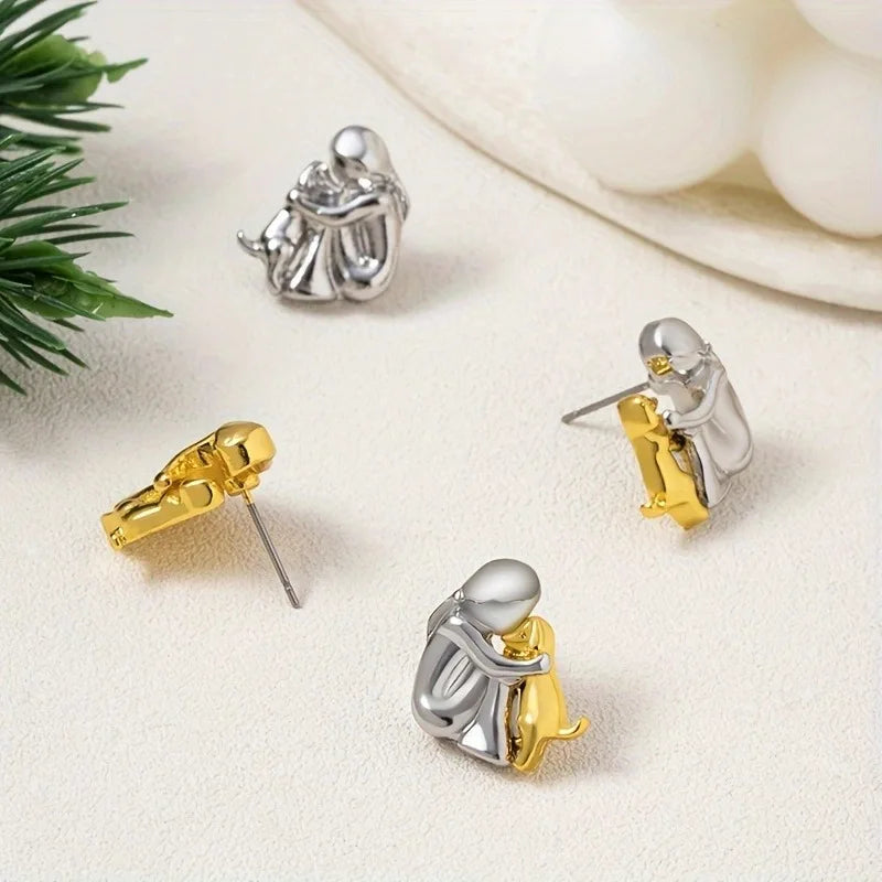 Two-Toned Silver and Gold Hug Earrings