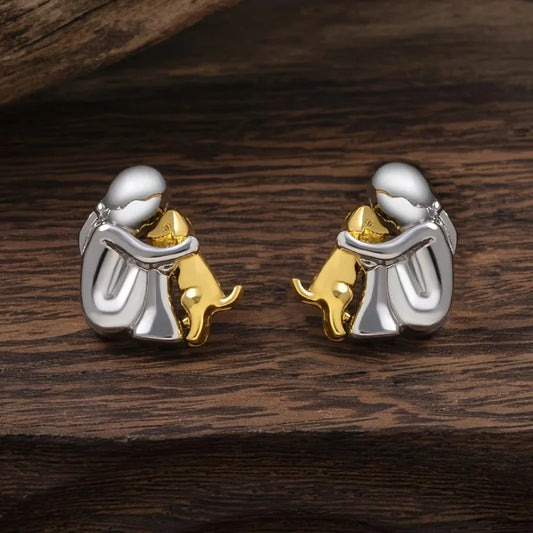 Two-Toned Silver and Gold Hug Earrings