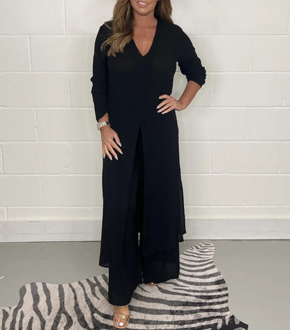 Cherly™ Comfortable Two-Piece Set | Flowing Blouse and Wide Trousers