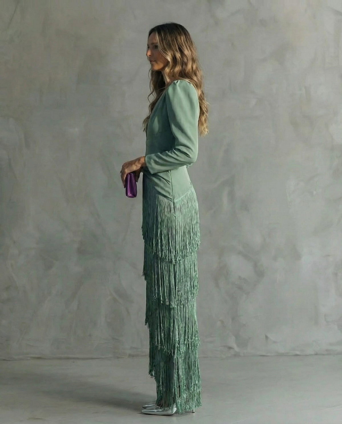 Clara™ | Elegant midi dress with fringes on the sleeves