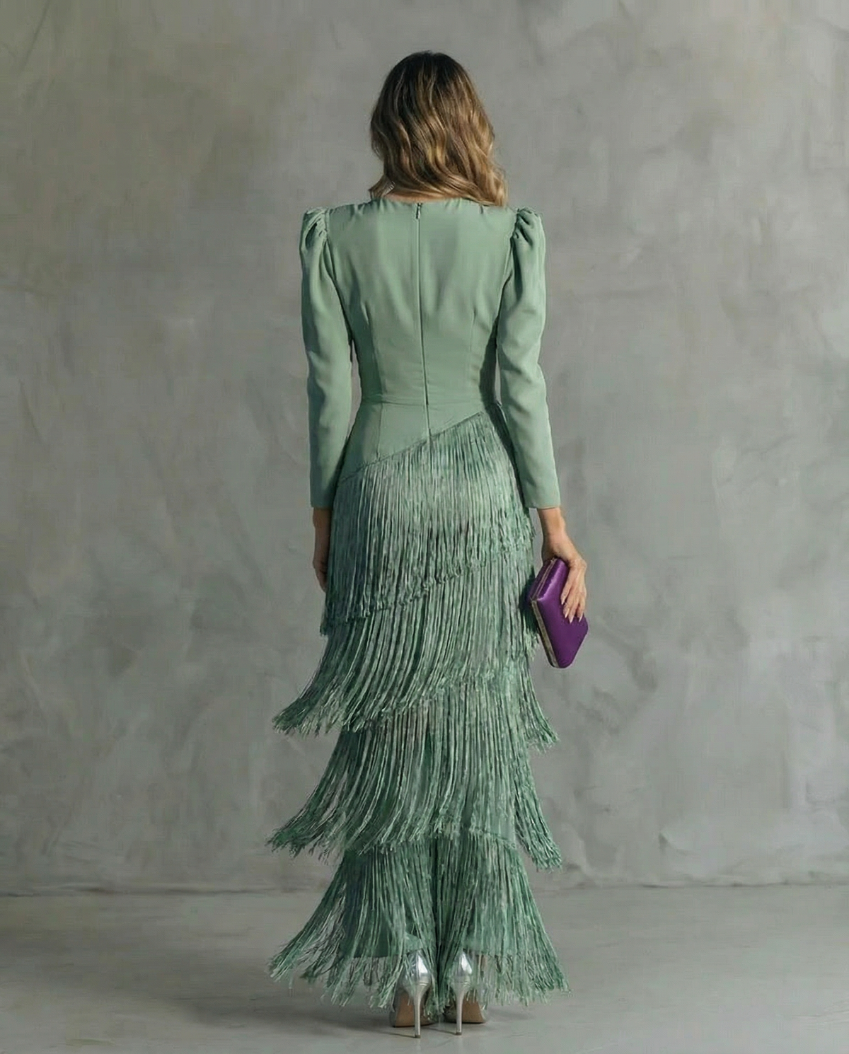 Clara™ | Elegant midi dress with fringes on the sleeves